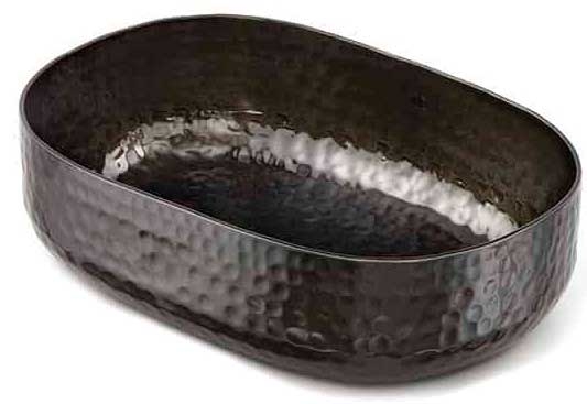 American Metalcraft Hammered Aluminum Black Oval Bowl, 48 Ounce Capacity