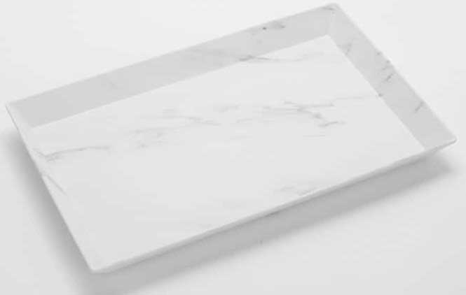 American Metalcraft White Marble Melamine Rectangle Platter, 18 inch Length