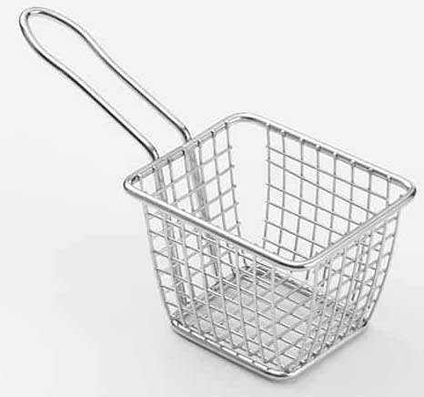American Metalcraft Rectangular Stainless Steel Fry Basket, 4 x 4 x 3 inch