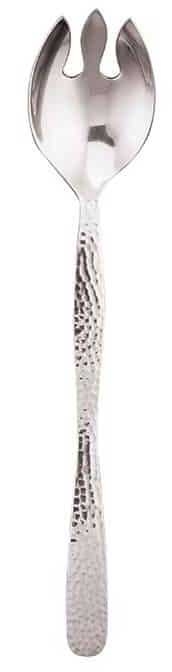American Metalcraft Stainless Steel Hammered Notched Spoon, 12 inch Length