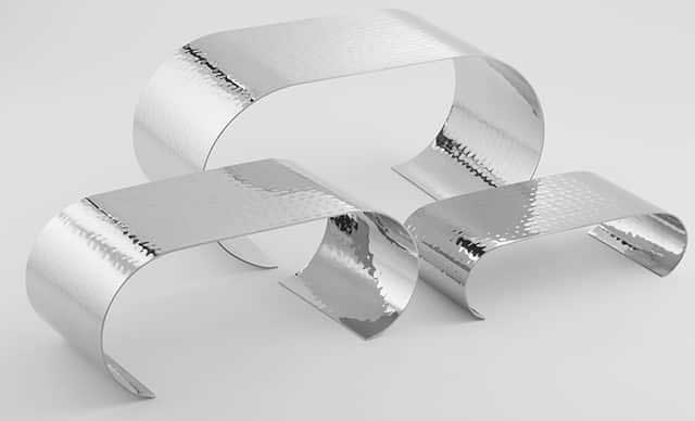 American Metalcraft Stainless Steel Hammered Finish Curl Riser Set