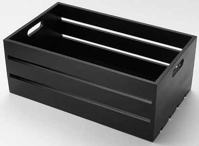 American Metalcraft Pine Full Size Black Wooden Crate, 20 1/2 x 12 1/2 x 8 inch