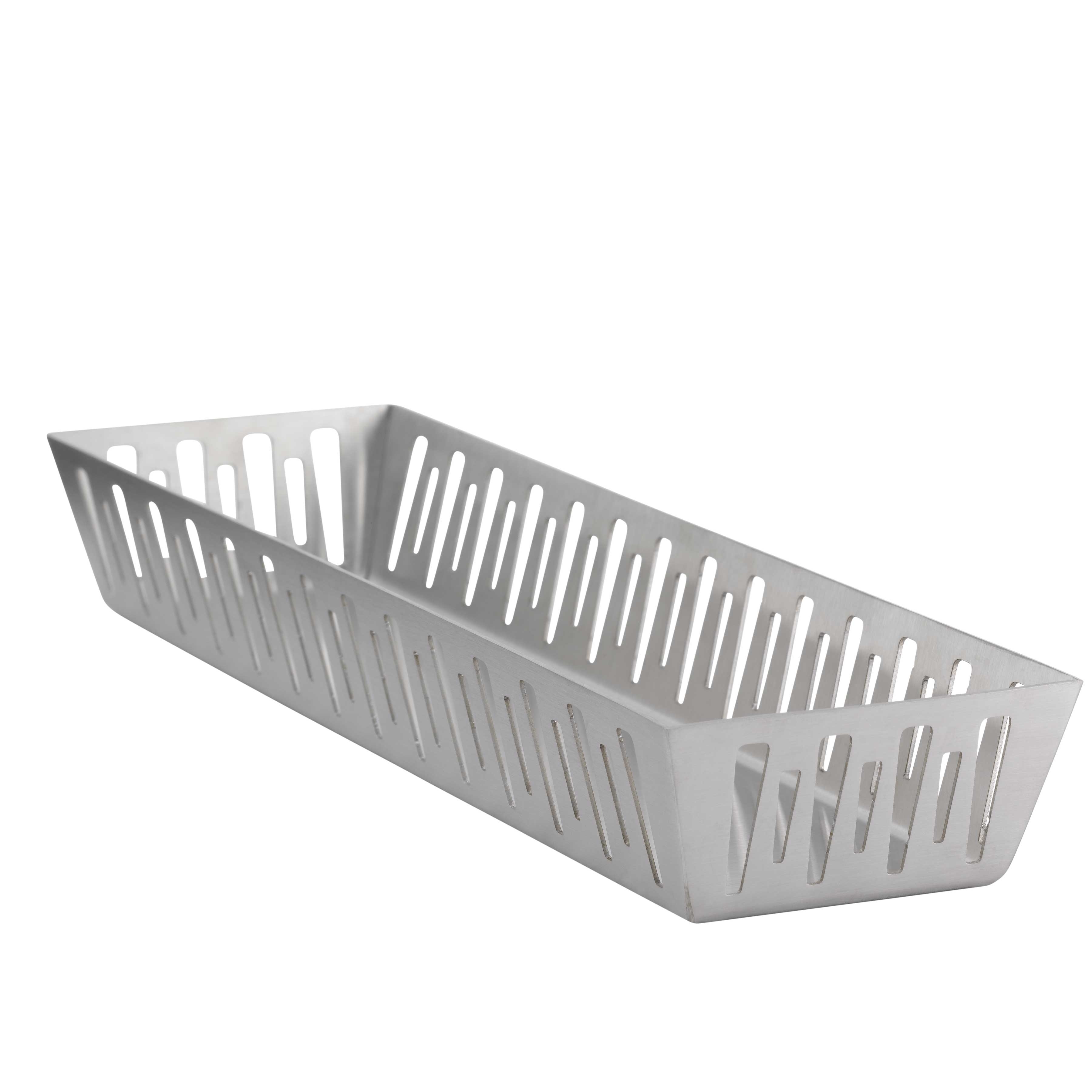 Service Ideas Mod18 Deco Brushed Stainless Narrow Rectangle Basket, 5.5 inch Width x 3.25 inch Height