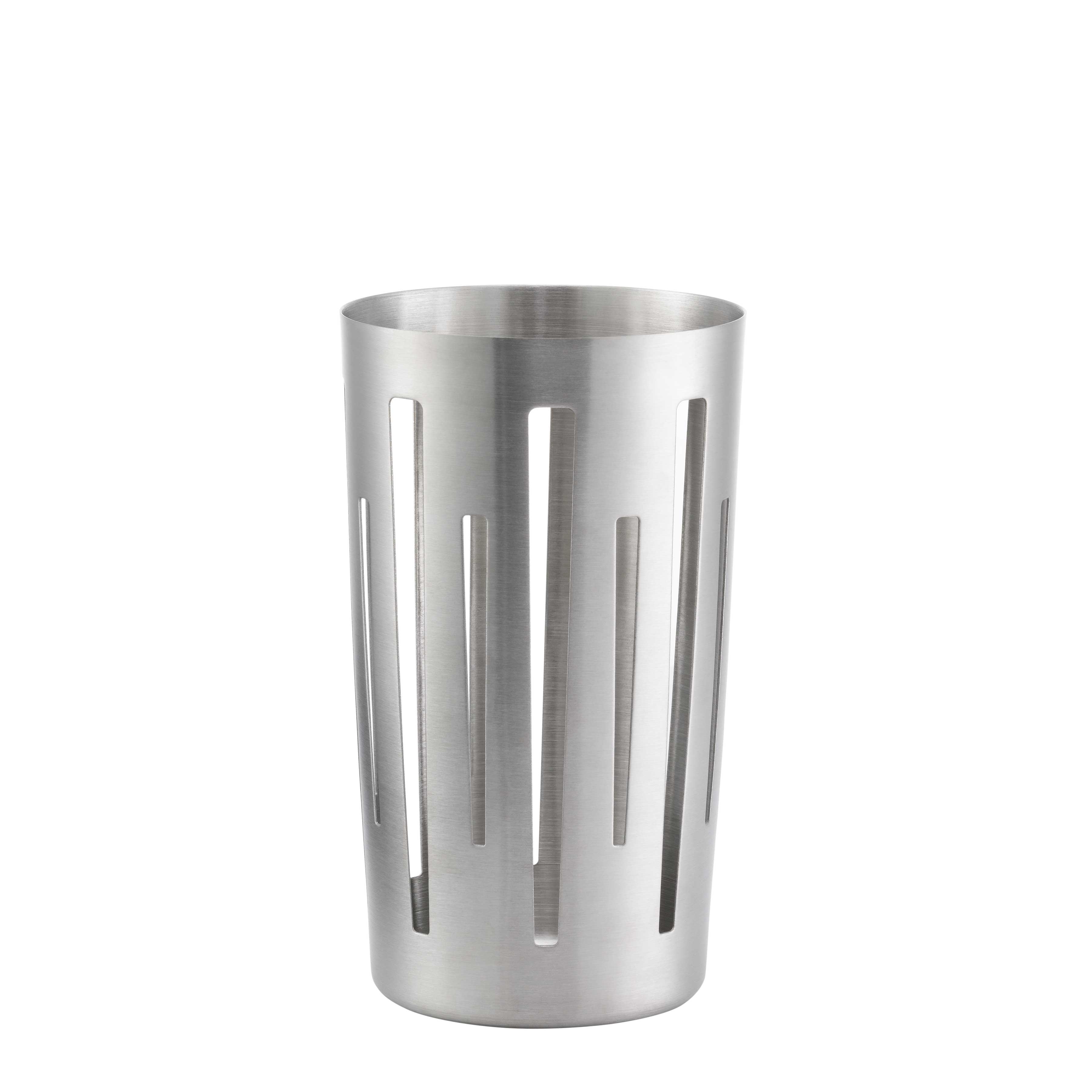 Service Ideas Mod18 Deco Brushed Stainless Tall Round Basket, 4.125 inch Width x 7 inch Height