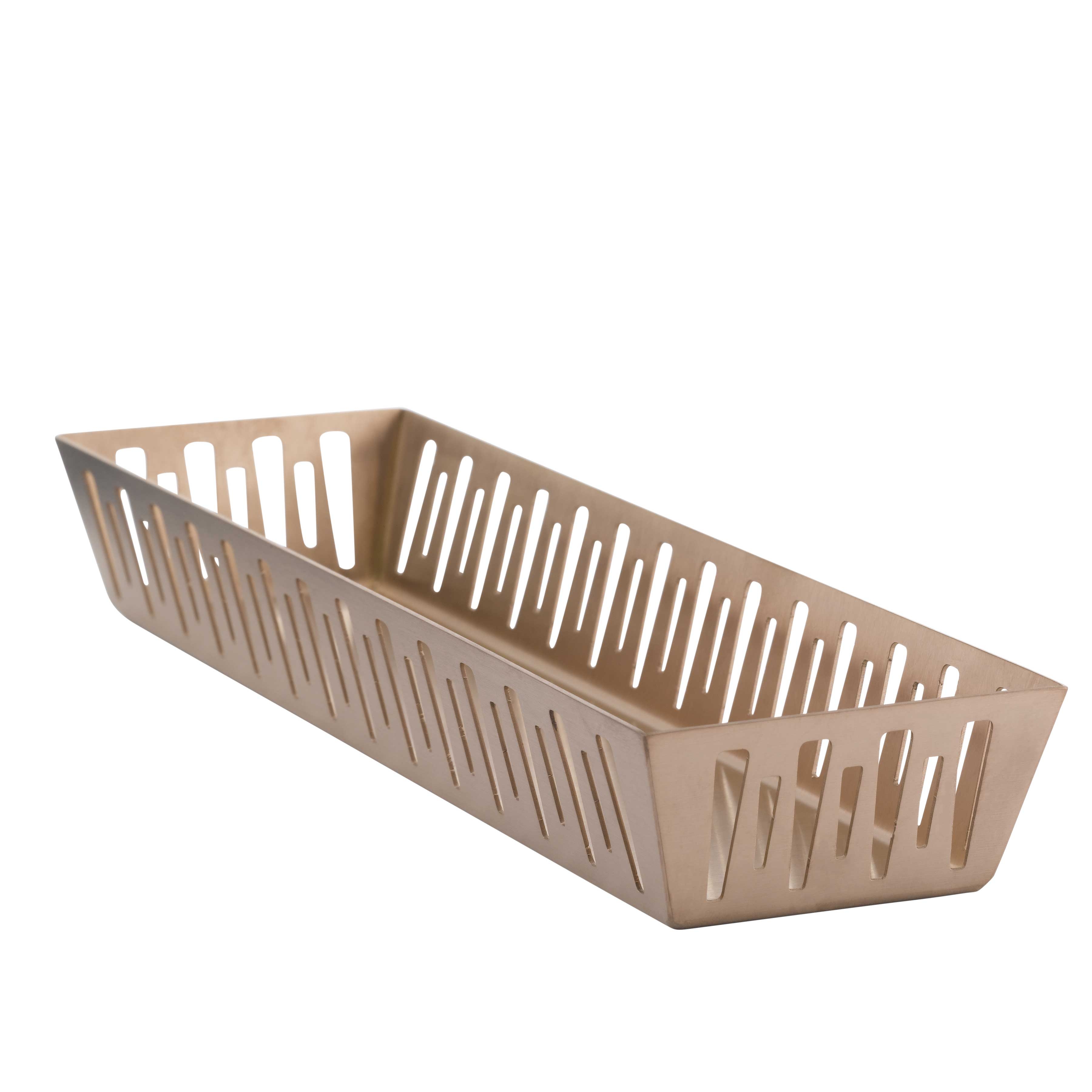 Service Ideas Mod18 Deco Rose Gold Narrow Rectangle Basket, 5.5 inch Width x 3.25 inch Height
