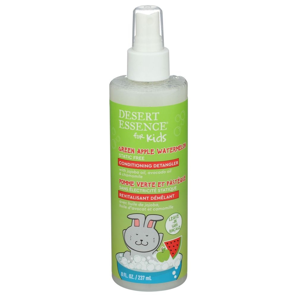 Desert Essence Green Apple Watermelon Conditioning Detangler for Kids, 8 Fluid Ounce Spray