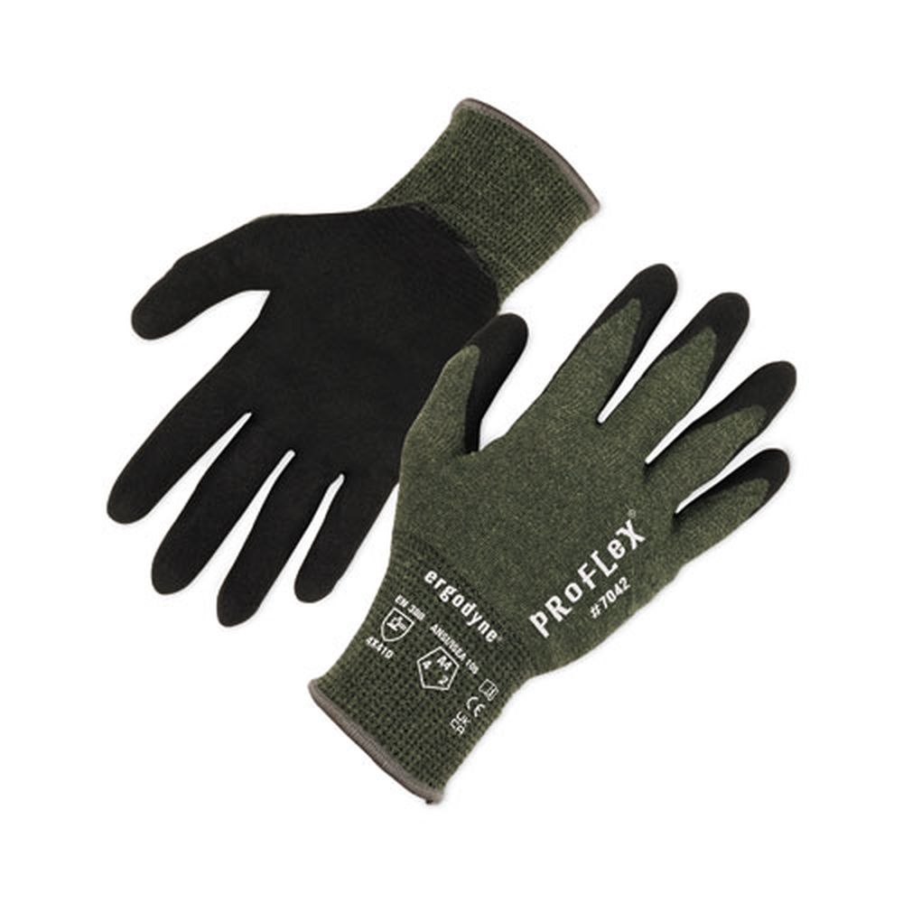ergodyne ProFlex 7042 ANSI A4 Green Large Nitrile Coated Cut Resistant Gloves
