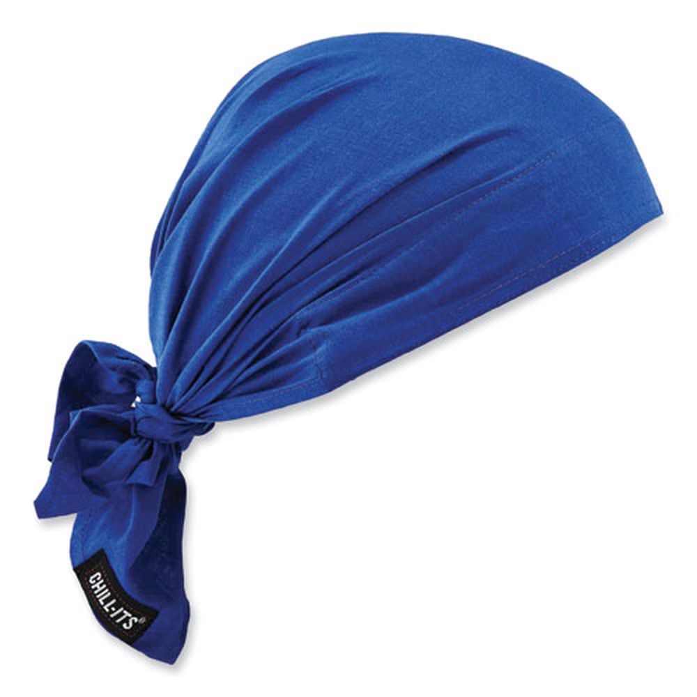 ergodyne Chill-Its 6710CT Solid Blue Cooling PVA Tie Bandana Triangle Hat, One Size Fits Most
