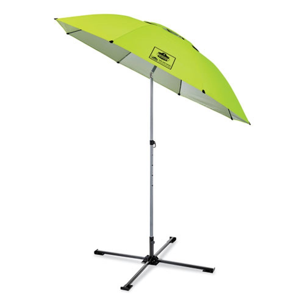 Ergodyne Shax 6199 Polyester And Steel Lime Lightweight Work Umbrella Stand Kit, 7.5 Feet Dia. X 92 Inch Tall