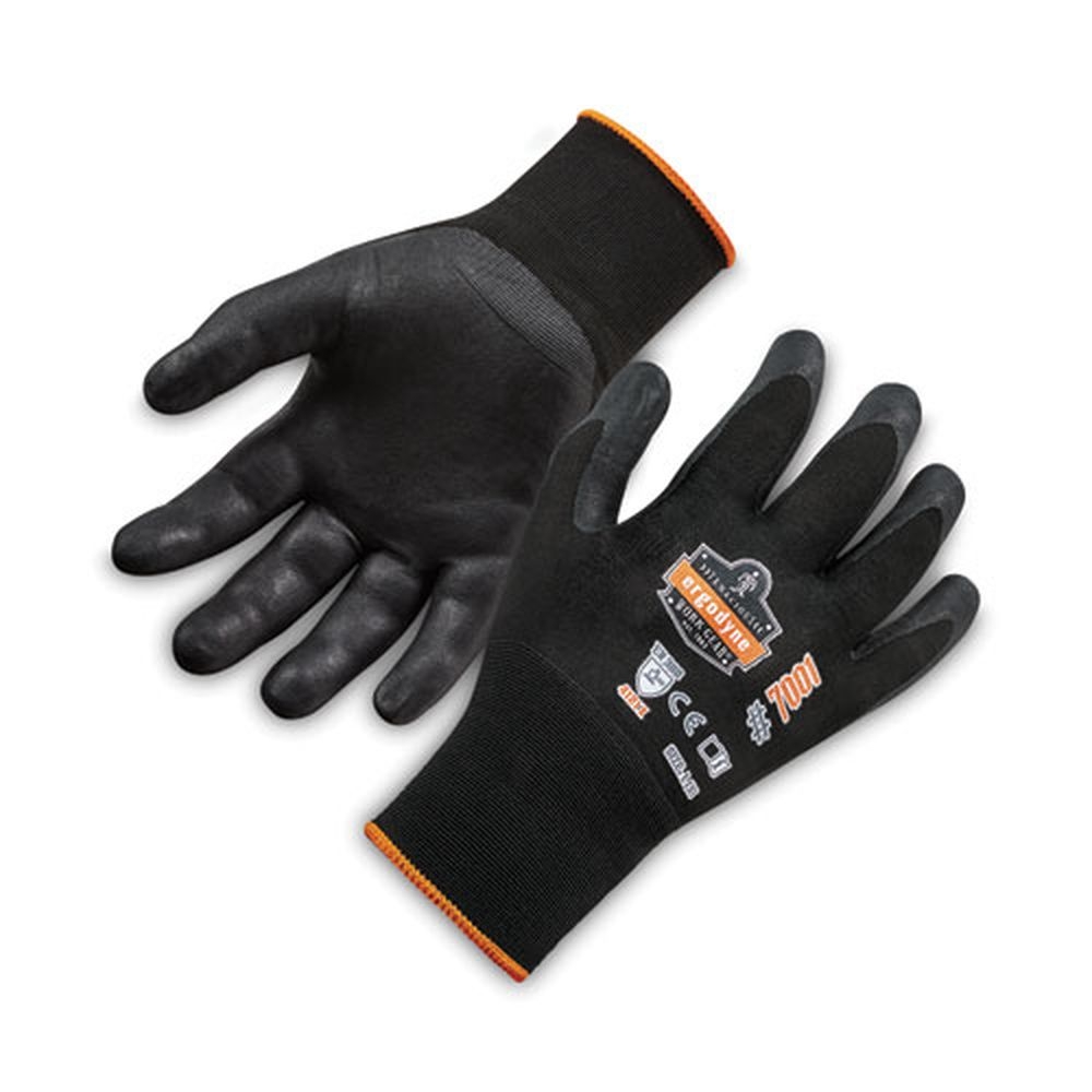 ergodyne ProFlex 7001 CASE Black Large Nitrile Coated Gloves -- 144 pairs per case