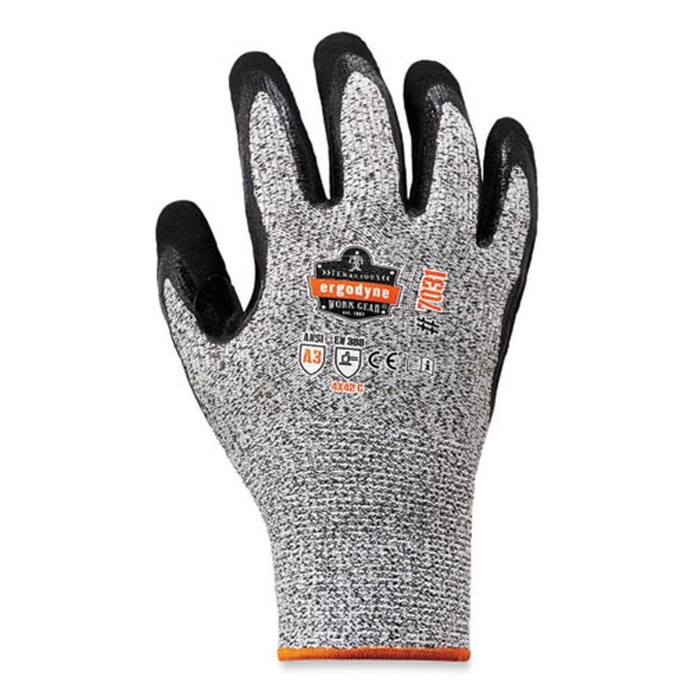 ergodyne ProFlex 7031 CASE ANSI A3 Gray Small Nitrile Coated Cut Resistant Gloves -- 144 pairs per case