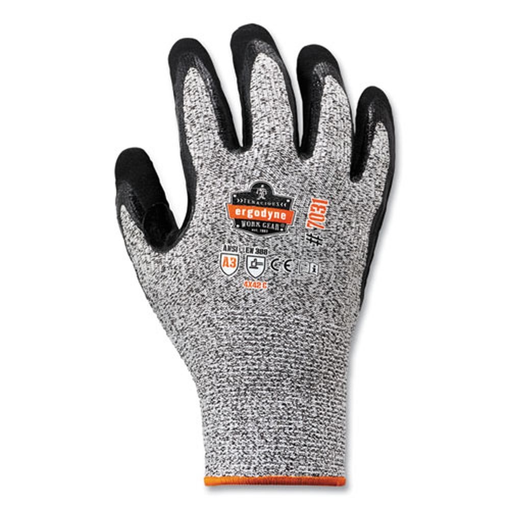 ergodyne ProFlex 7031 CASE ANSI A3 Gray Medium Nitrile Coated Cut Resistant Gloves -- 144 pairs per case