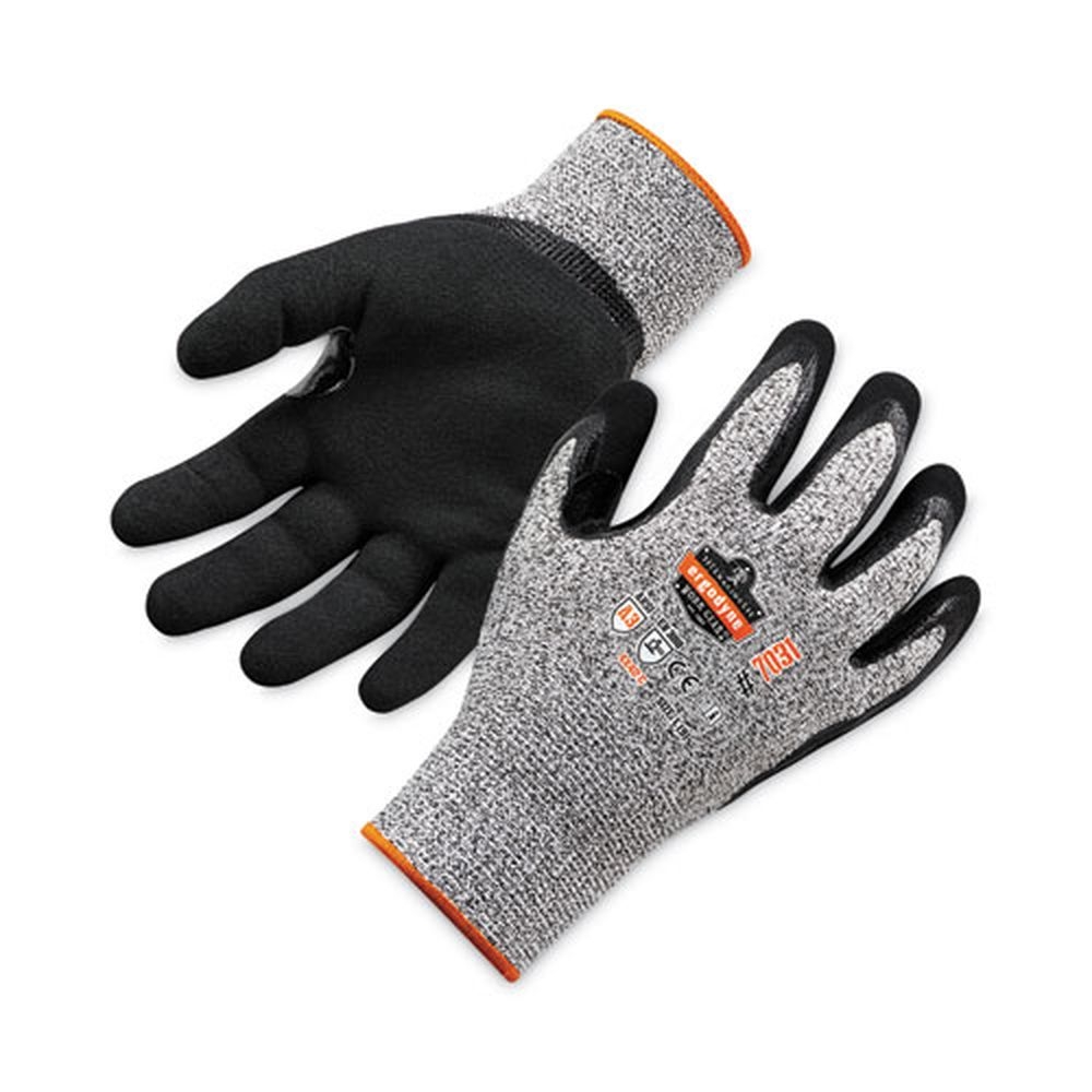 ergodyne ProFlex 7031 CASE ANSI A3 Gray Large Nitrile Coated Cut Resistant Gloves -- 144 pairs per case
