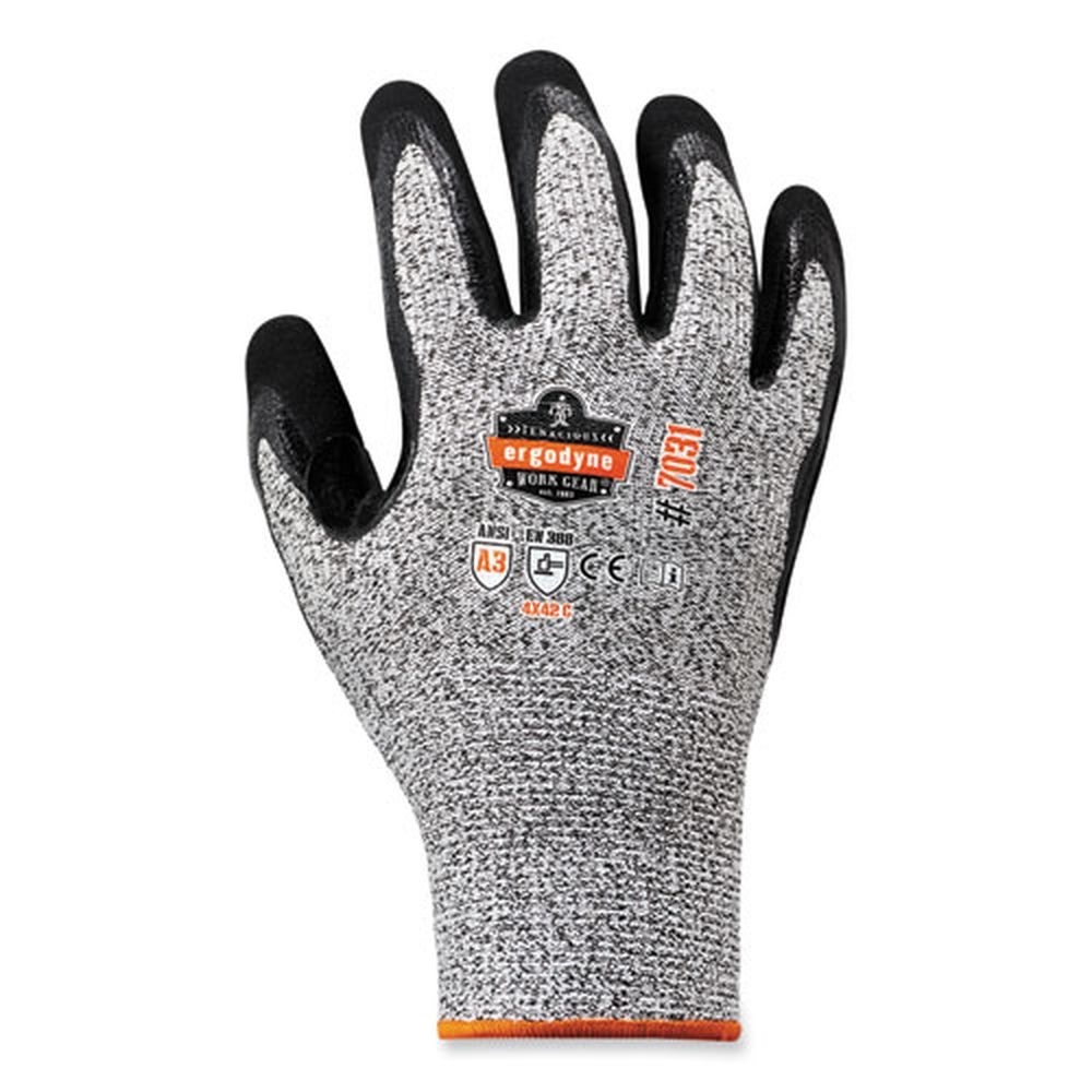 ergodyne ProFlex 7031 CASE ANSI A3 Gray X Large Nitrile Coated Cut Resistant Gloves -- 144 pairs per case