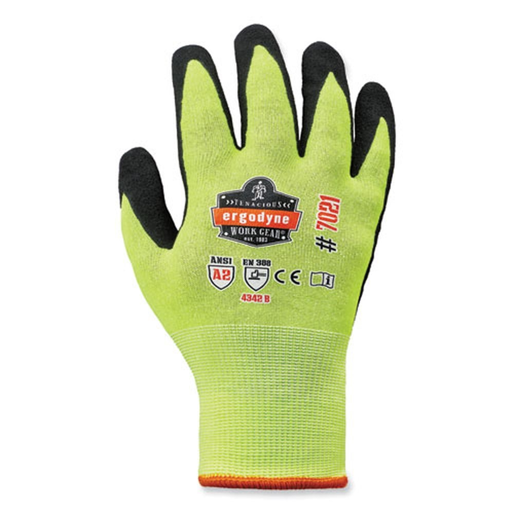ergodyne ProFlex 7021 Lime Small Hi-Vis Nitrile Coated Cut Resistant Gloves