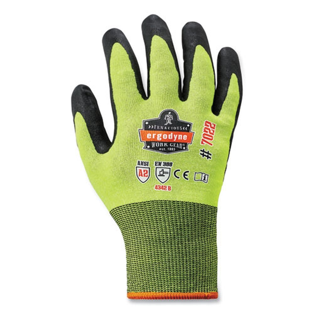ergodyne ProFlex 7022 Lime Large Hi-Vis Nitrile Coated Cut Resistant Gloves