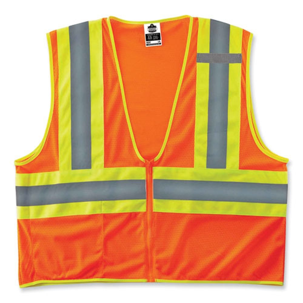 ergodyne GloWear 8229Z Polyester 4X Large and 5X Large Orange Class 2 Economy Two Tone Zipper Vest