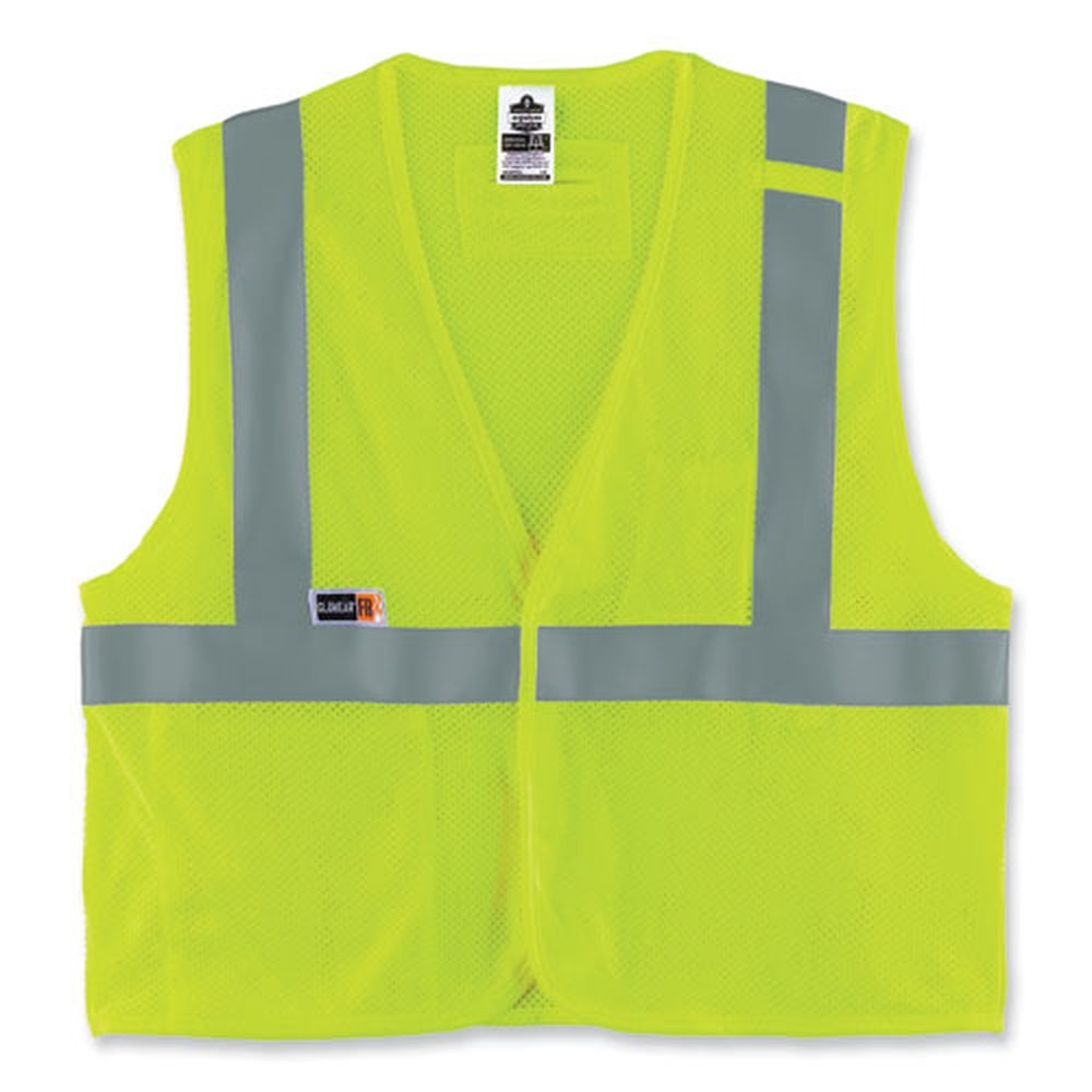 ergodyne GloWear 8263FRHL Modacrylic Mesh and Cotton Large and Extra Large Lime Class 2 FR Safety Economy Hook and Loop Vest