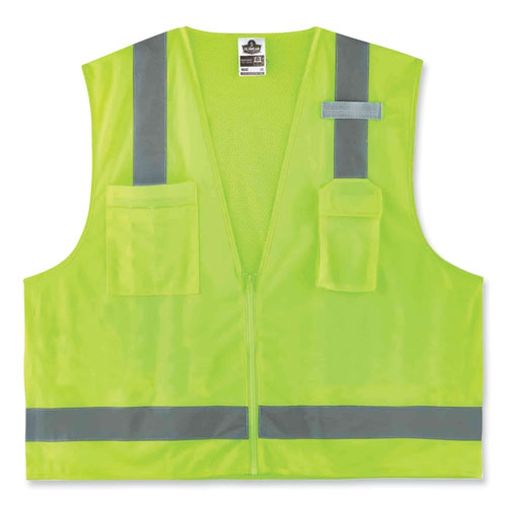 ergodyne GloWear 8249Z Polyester Extra Small Lime Class 2 Economy Surveyors Zipper Vest