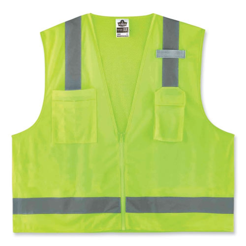 ergodyne GloWear 8249Z Polyester 2X Large and 3X Large Lime Class 2 Economy Surveyors Zipper Vest