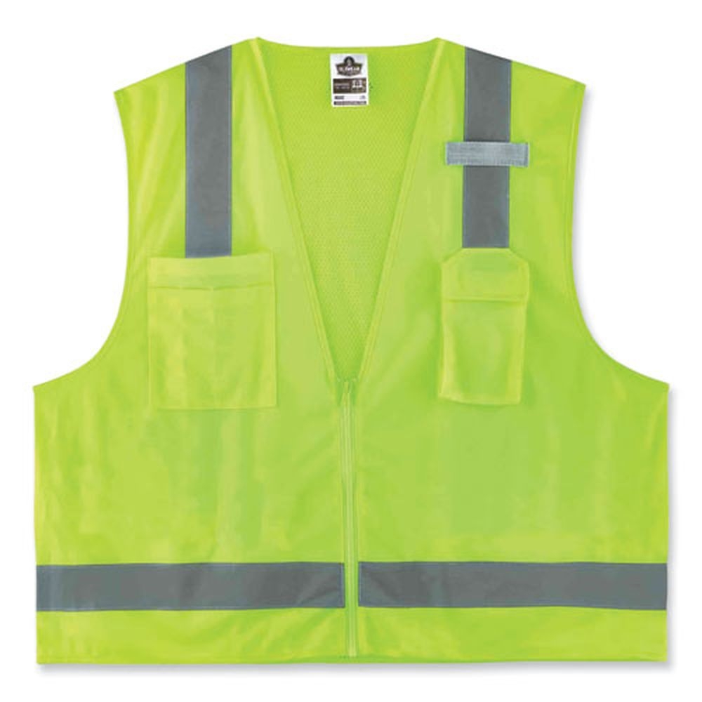 ergodyne GloWear 8249Z Polyester 4X Large and 5X Large Lime Class 2 Economy Surveyors Zipper Vest