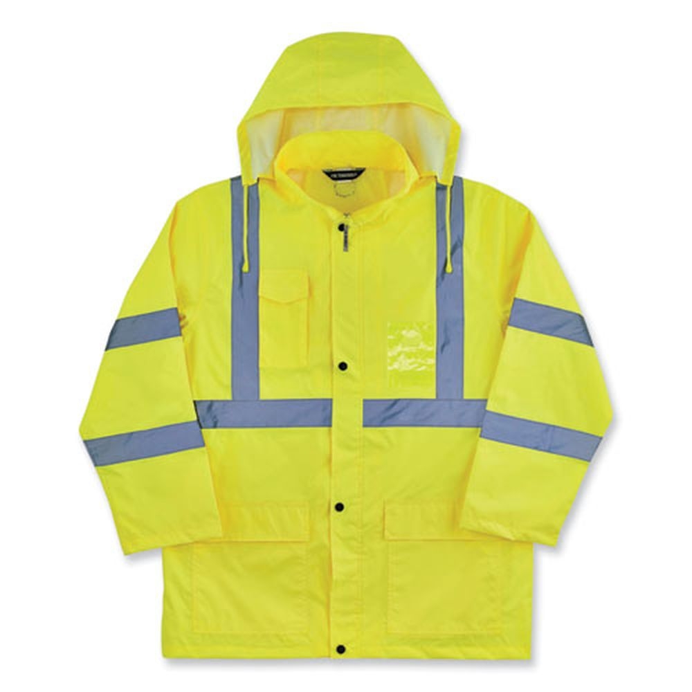 ergodyne GloWear 8366 Polyester 2X Large Lime Class 3 Lightweight Hi-Vis Rain Jacket