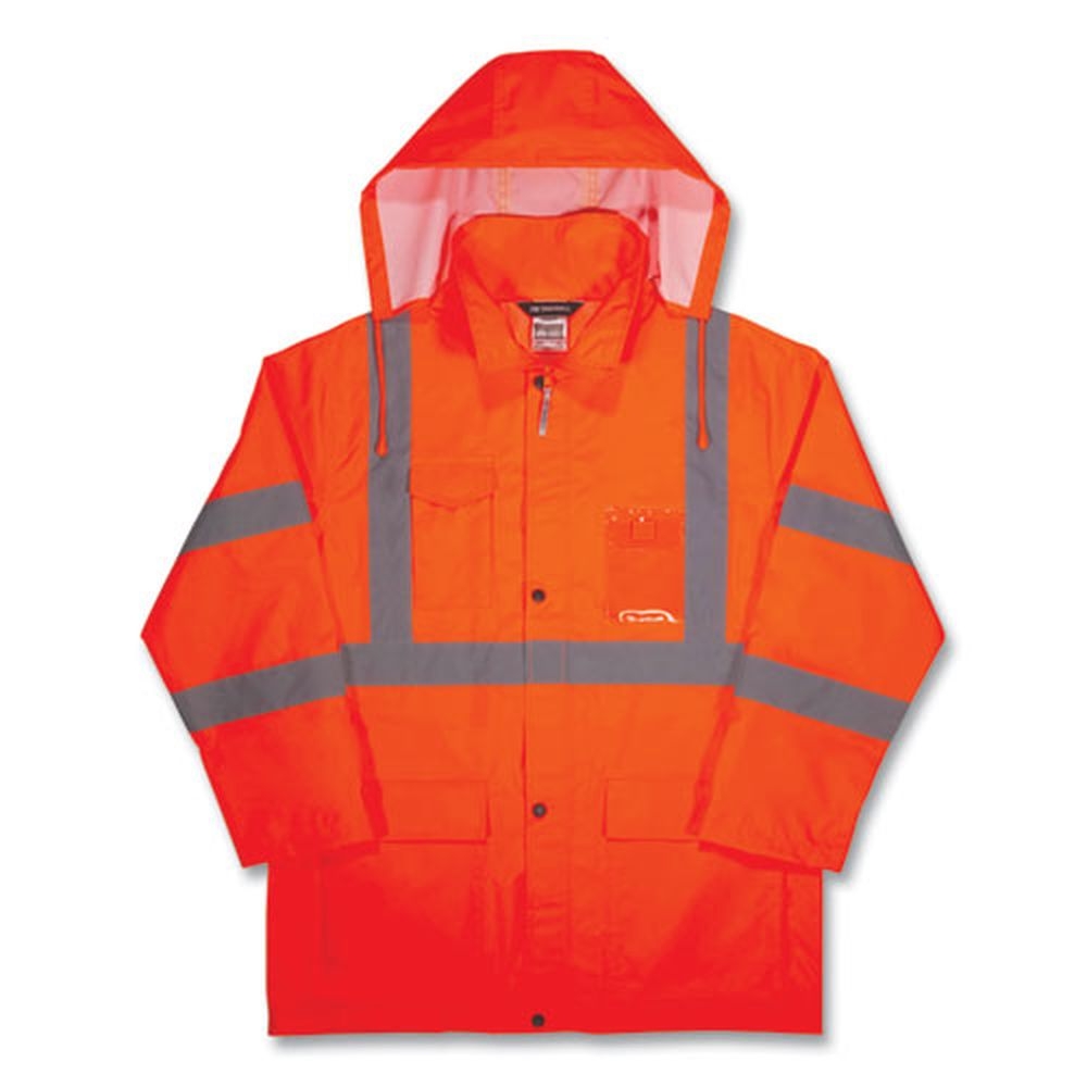 ergodyne GloWear 8366 Polyester Extra Large Orange Class 3 Lightweight Hi-Vis Rain Jacket