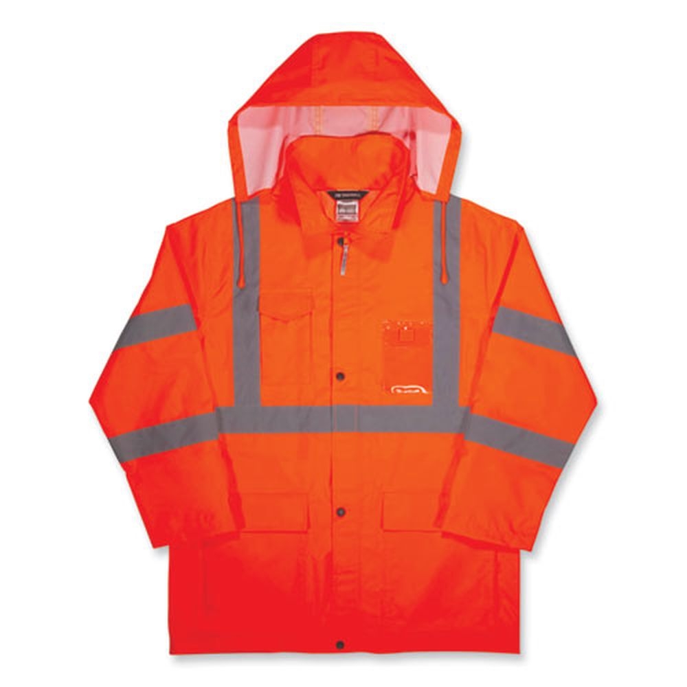 ergodyne GloWear 8366 Polyester 3X Large Orange Class 3 Lightweight Hi-Vis Rain Jacket