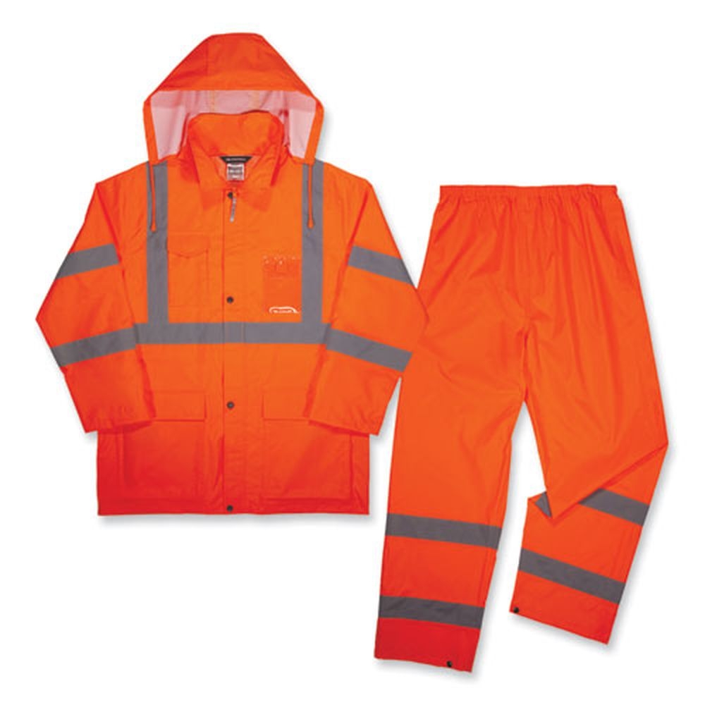 ergodyne GloWear 8376K Large Orange Lightweight HV Rain Suit