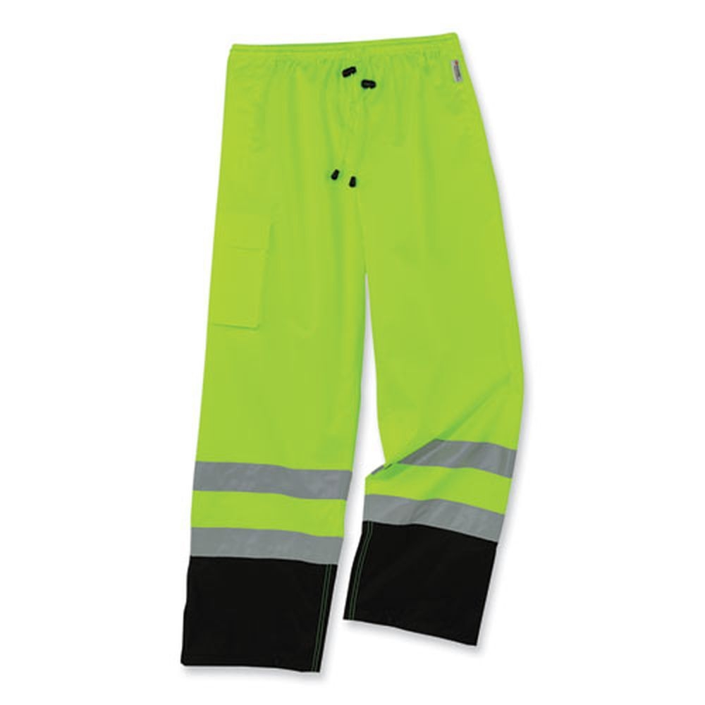 ergodyne GloWear 8915BK 3X-Large Lime Class E Hi-Vis Rain Pants Black Bottom