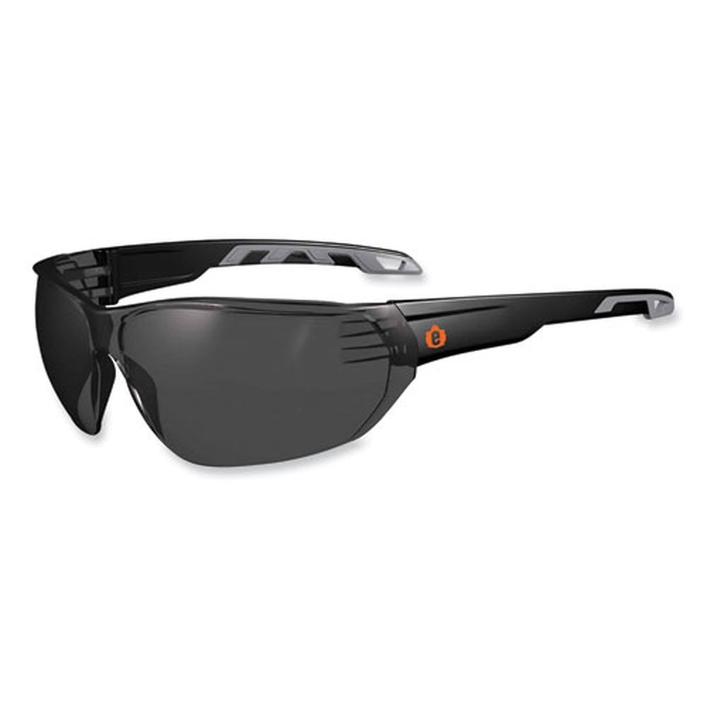 ergodyne Skullerz Vali Frameless Safety Glasses with Black Nylon Impact Frame and Anti Fog Smoke Polycarbonate Lens