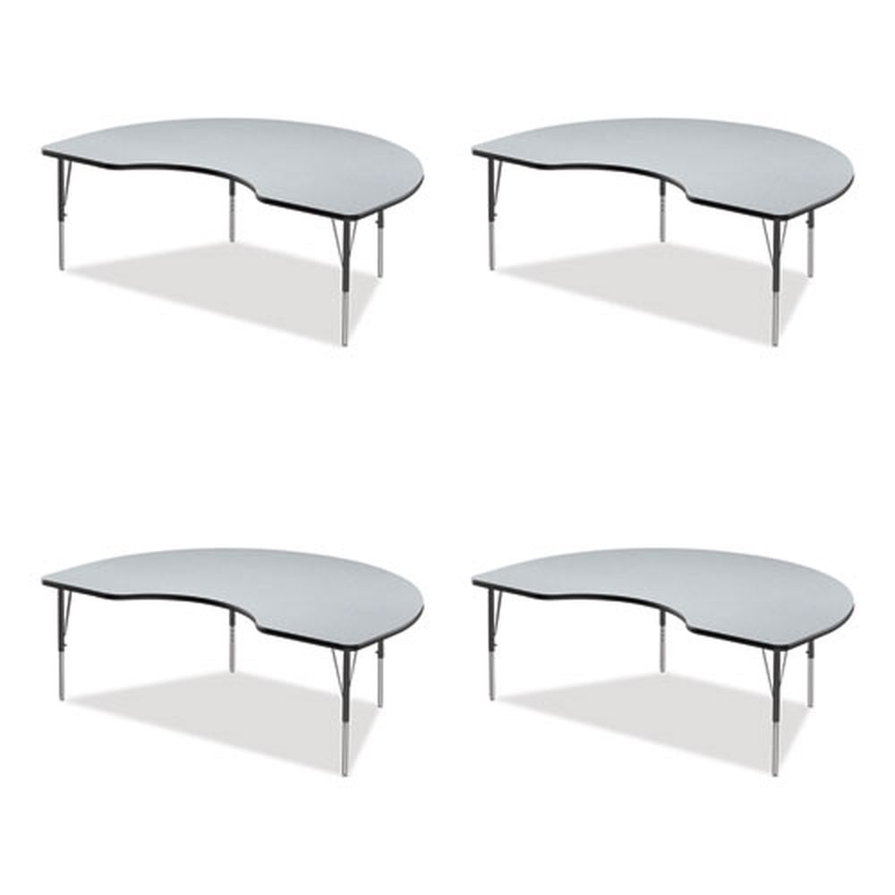 Correll Gray Top Gray Legs Kidney Shaped Adjustable Activity Table, 72 x 48 x 19 to 29 inch -- 4 per case
