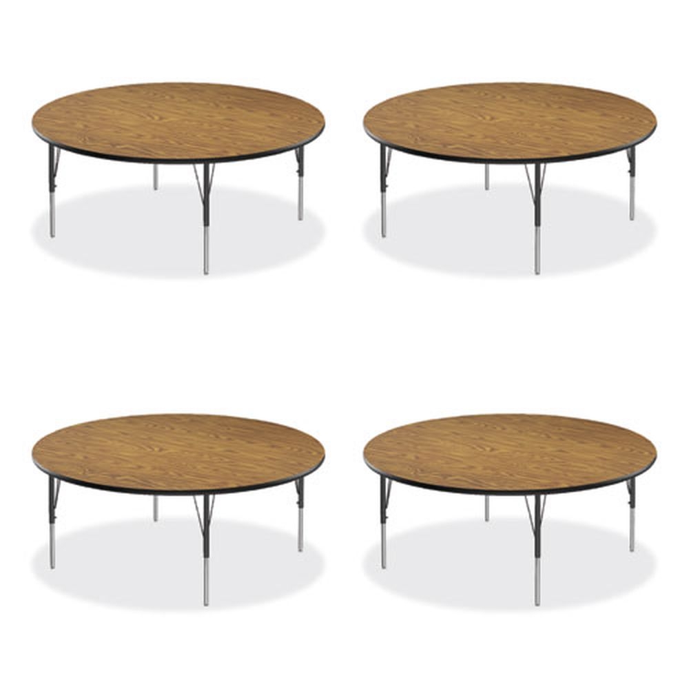 Correll Medium Oak Top Black Legs Round Height Adjustable Activity Table, 60 x 19 to 29 inch -- 4 per case