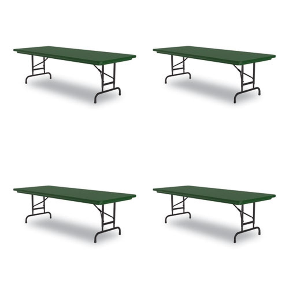 Correll Rectangular Green Top Adjustable Folding Table with Black Legs, 60x 30x 22 inch to 32 inch -- 4 per case