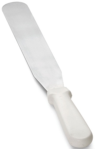 Tablecraft Stainless Steel Icing Spatula with White Handle, 10 inch