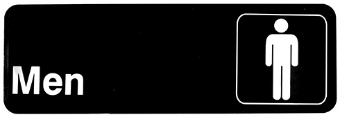Tablecraft Self Adhesive Men Restroom Sign, 3 x 9 inch