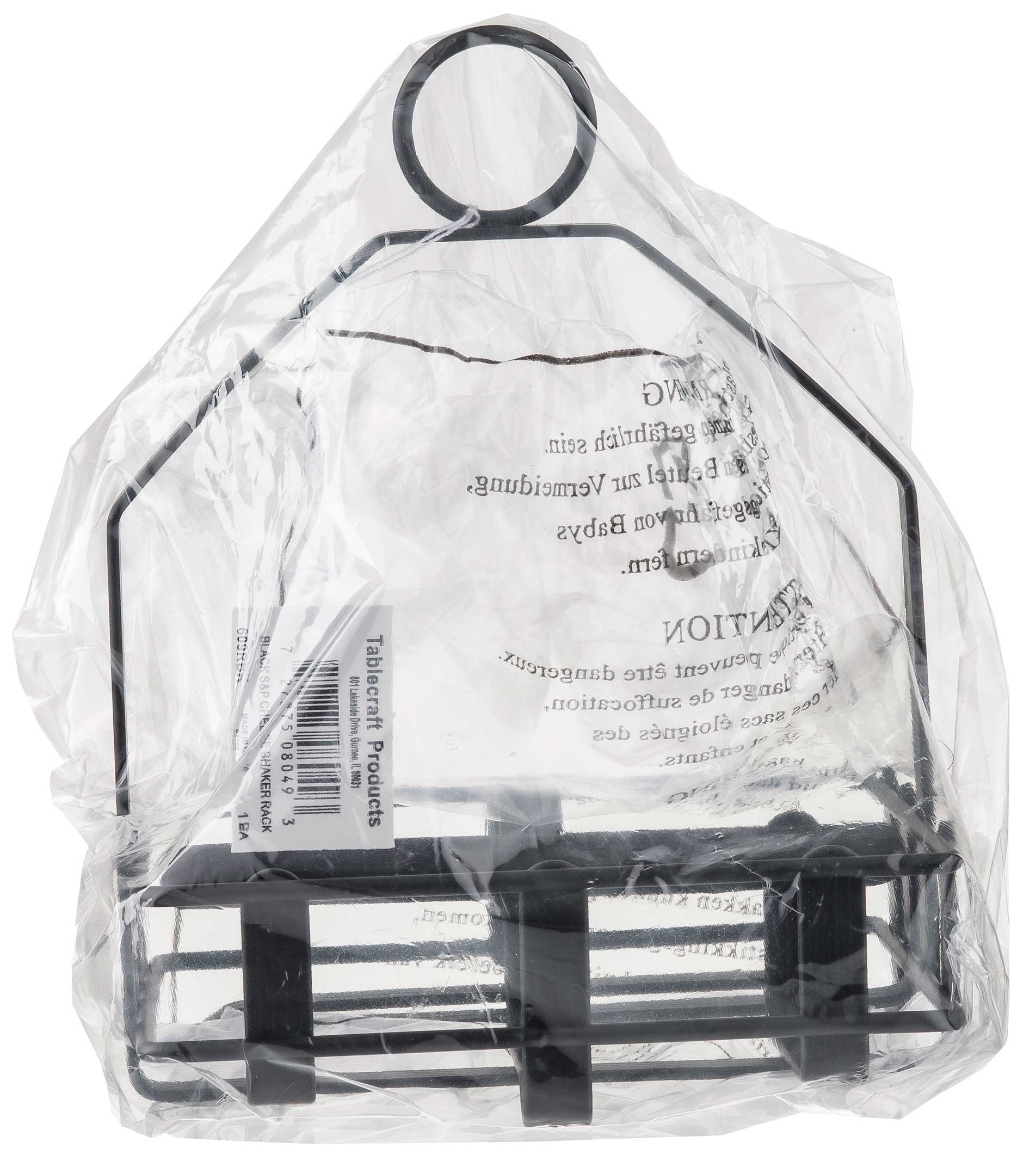 Tablecraft Black Salt and Pepper Shaker Sugar Packet Rack