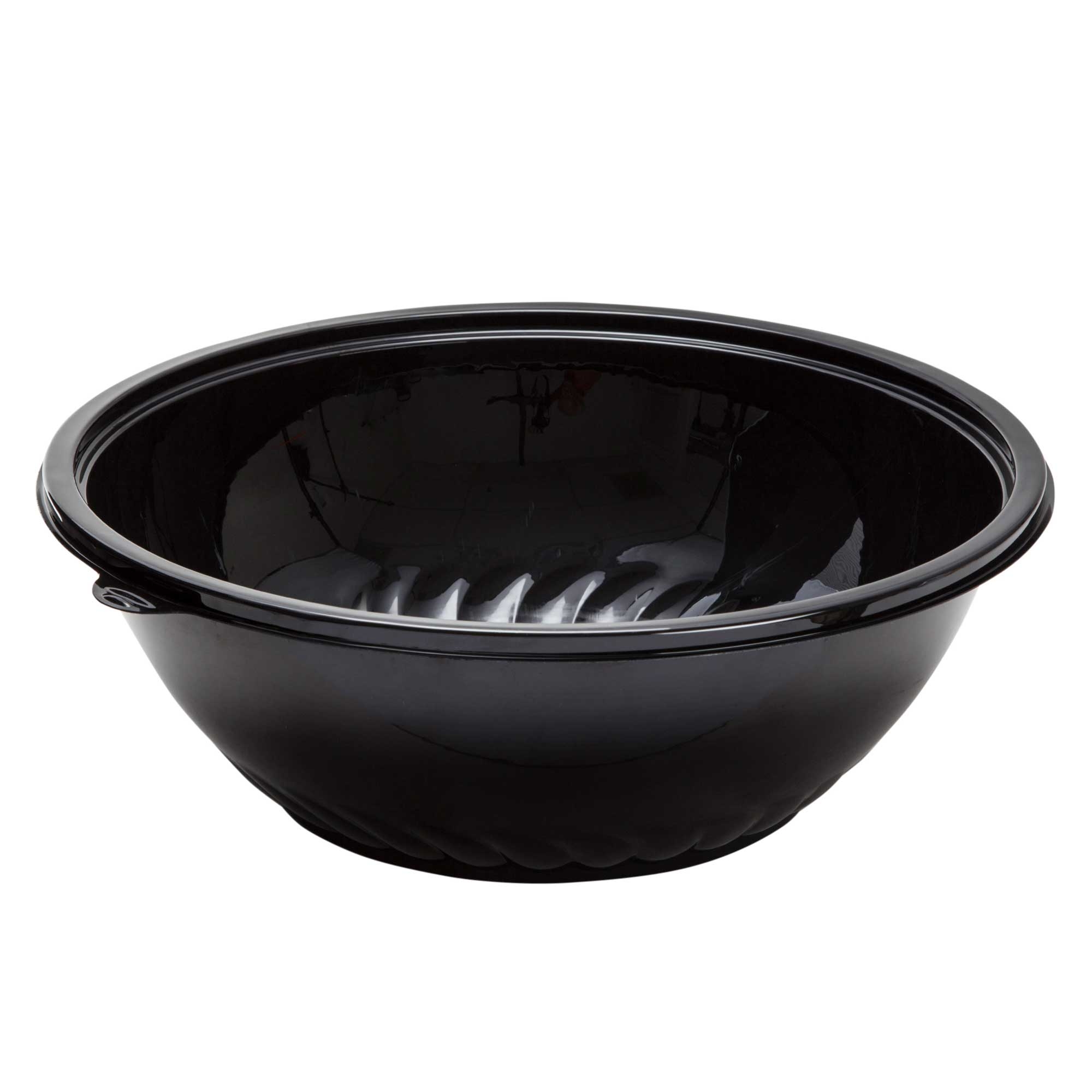 WNA Pack N Serve Standard Black PET Round Container Bowl, 320 Ounce -- 25 per case.