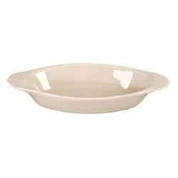 Vertex China Buckingham Undecorated American White Wide Rim Rolled Edge Oval Welsh Rarebit , 15 Ounce -- 24 per case.