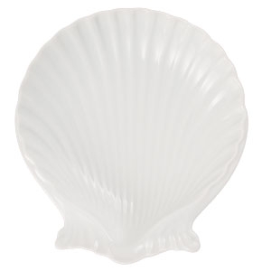Vertex China Market Buffet Undecorated Porcelain White Shell Shaped Dish, 6 inch -- 36 per case.