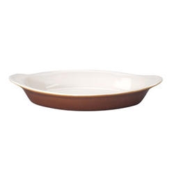 Vertex China Brown Oval Caramel Welsh Rarebit, 15 Ounce -- 24 per case.