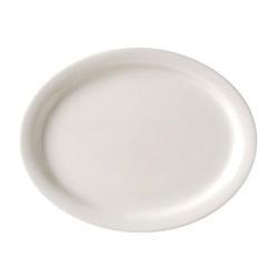 Vertex China Vista Collection Undecorated American White Narrow Rim Oval Platter, 11 1/2 x 9 1/4 inch -- 12 per case.