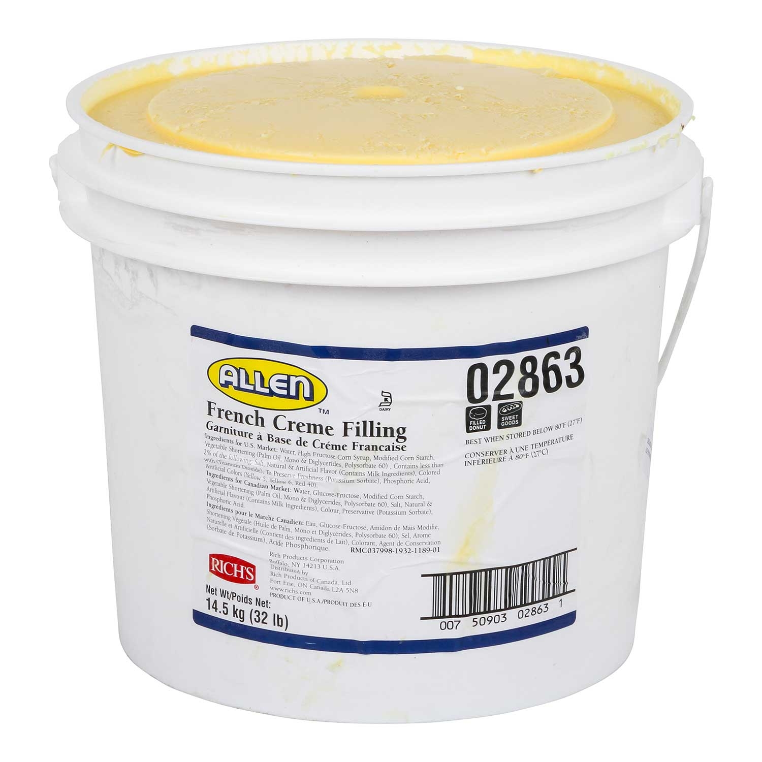 Rich JW Allen French Creme Filling, 32 Pound.