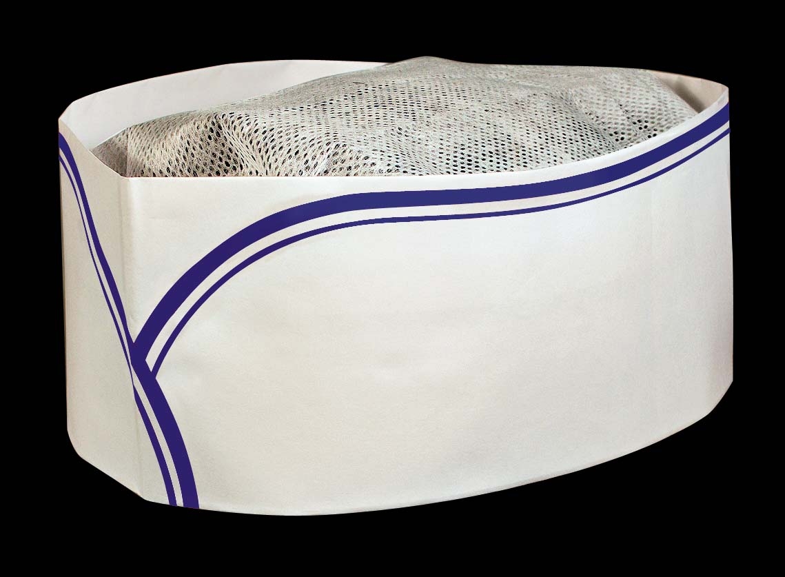 Cellucap Low Profile Round Crown Style Blue Strip Overseas Cap -- 1000 per case.