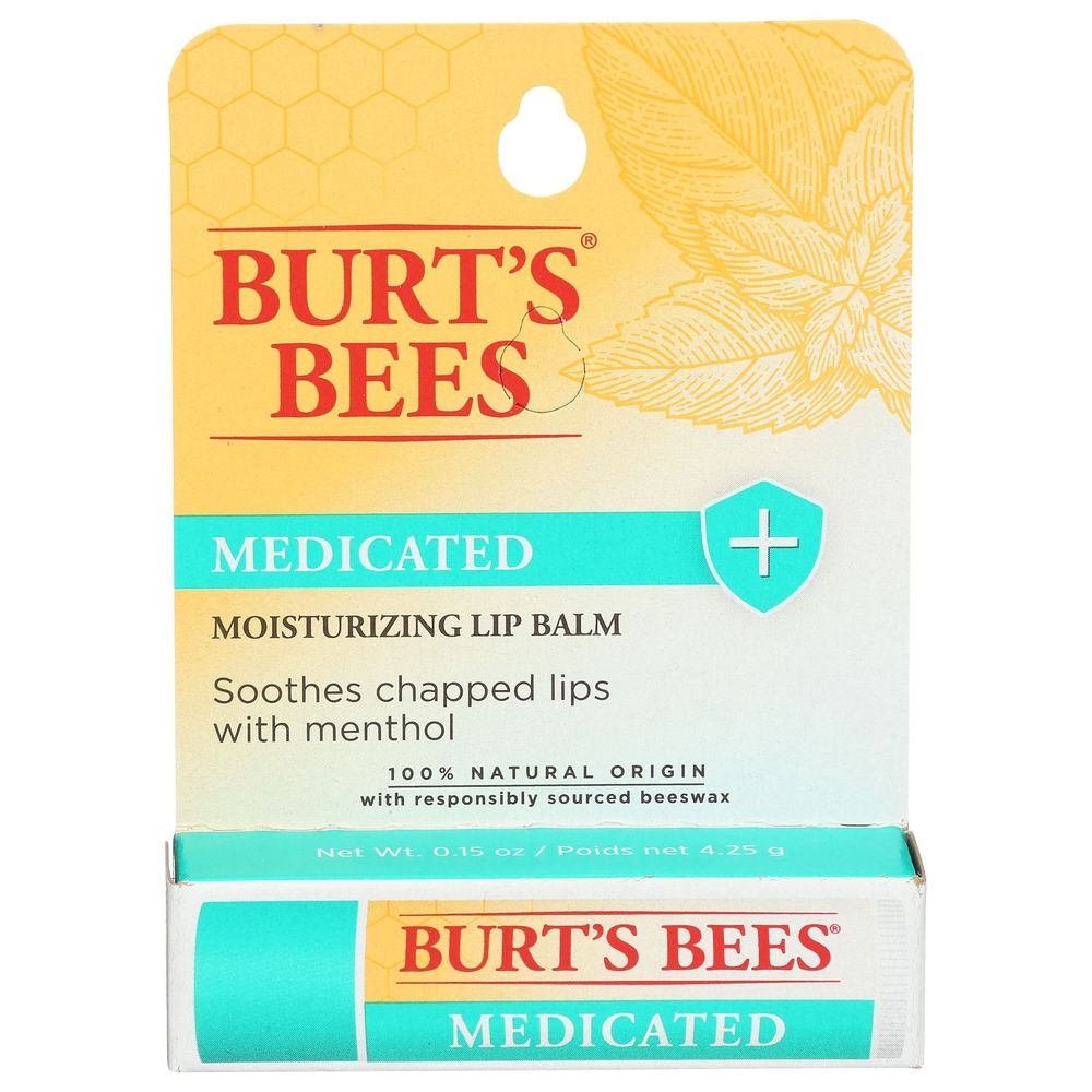 Burts Bees 100 Percent Natural Medicated Moisturizing Lip Balm, 0.15 Ounce -- 6 per case