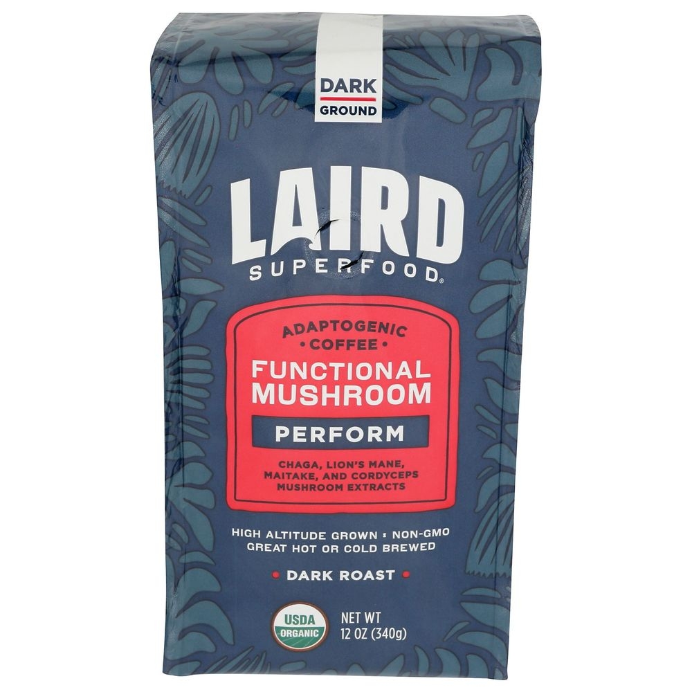 Laird Superfood Organic Dark Ground Mushroom Coffee, 12 Ounce -- 6 per case