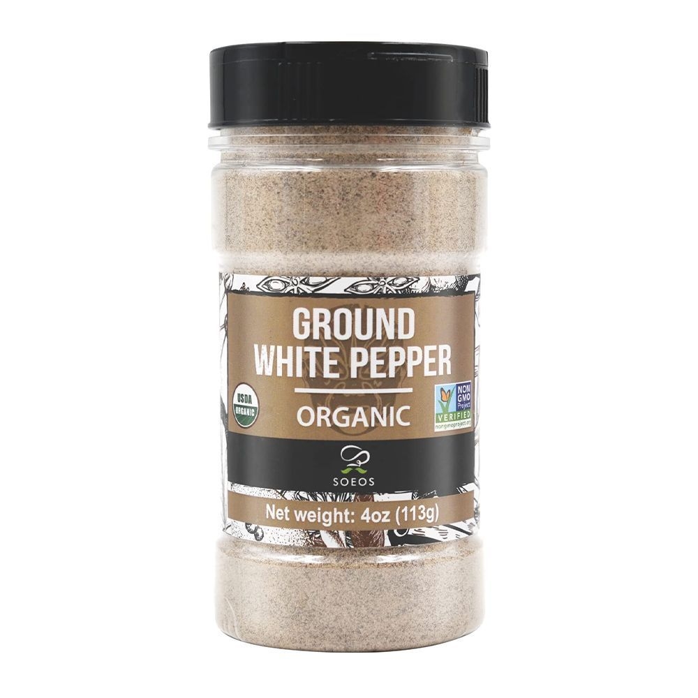 Soeos Organic Fine Ground White Pepper, 4 Ounce -- 126 per case