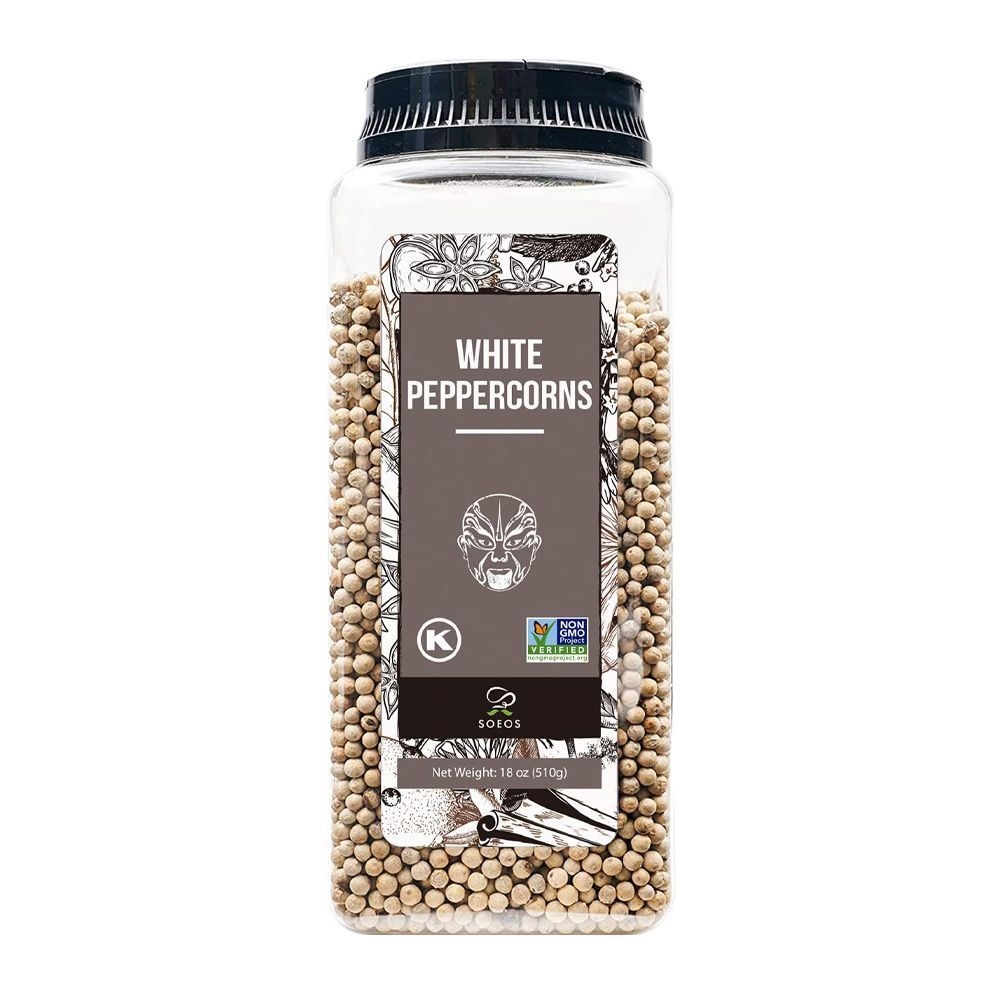 Soeos Premium Whole White Peppercorns, 18 Ounce -- 36 per case