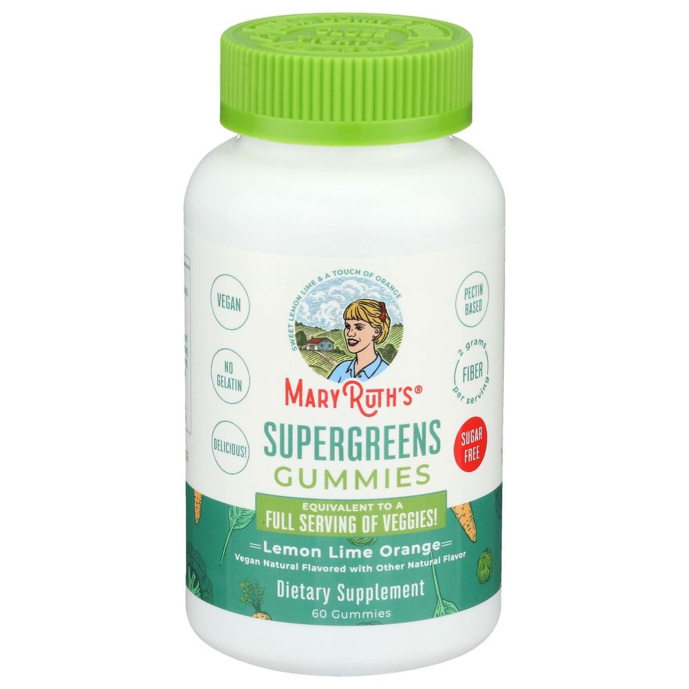 Mary Ruth's Organic Lemon Lime Orange Super Greens Gummies, 60 count