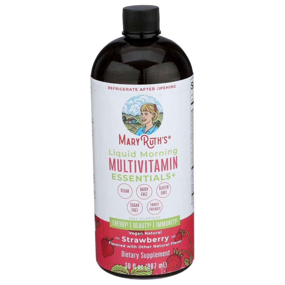 Mary Ruth's Strawberry Liquid Morning Essentials Plus Multivitamin, 30 Fluid Ounce